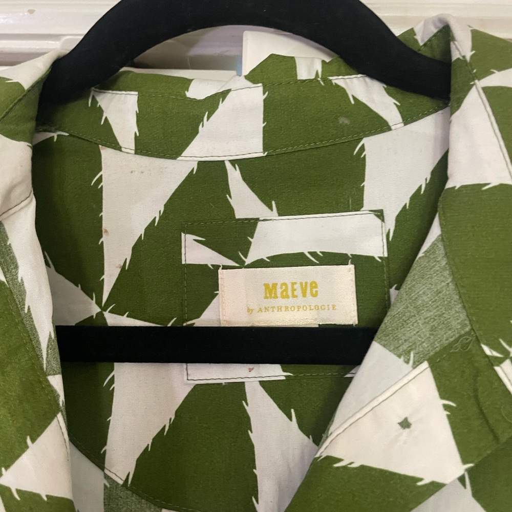 Maeve Olive and White Abstract Dress - Picture 2 of 4